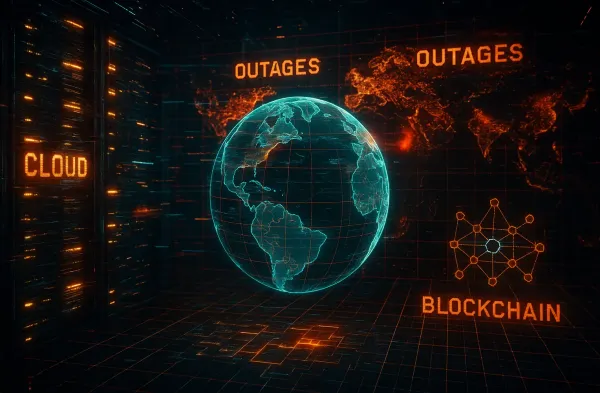 Illustration for article: Cloudflare Outage Exposes Crypto’s Centralization Problem